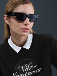 Толстовка женская Nike W NSW CLUB FLC GX STD CREW черная HV2342-010 изображение 4