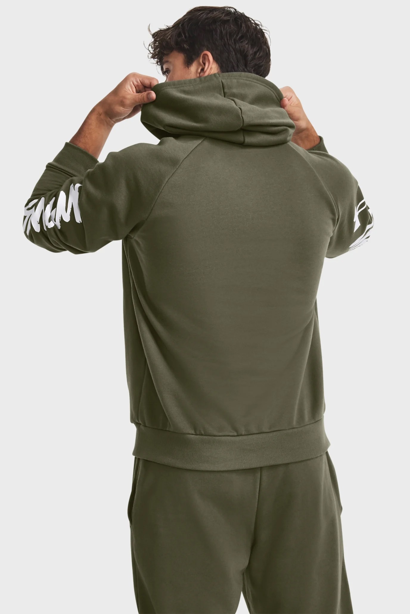 Толстовка мужская Under Armour UA Rival Fleece Graphic HD оливковая 1379760-390 изображение 3