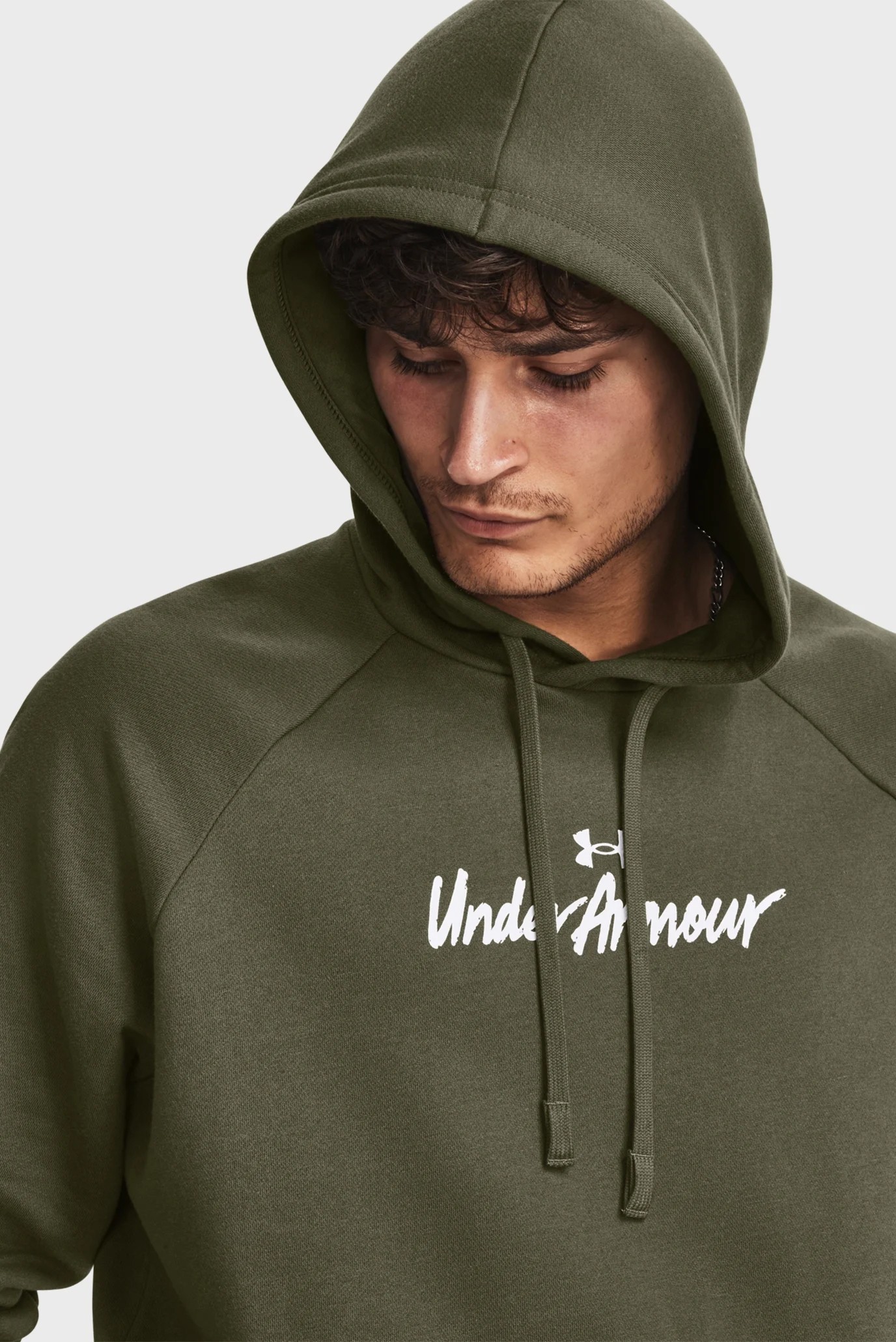 Толстовка мужская Under Armour UA Rival Fleece Graphic HD оливковая 1379760-390 изображение 4