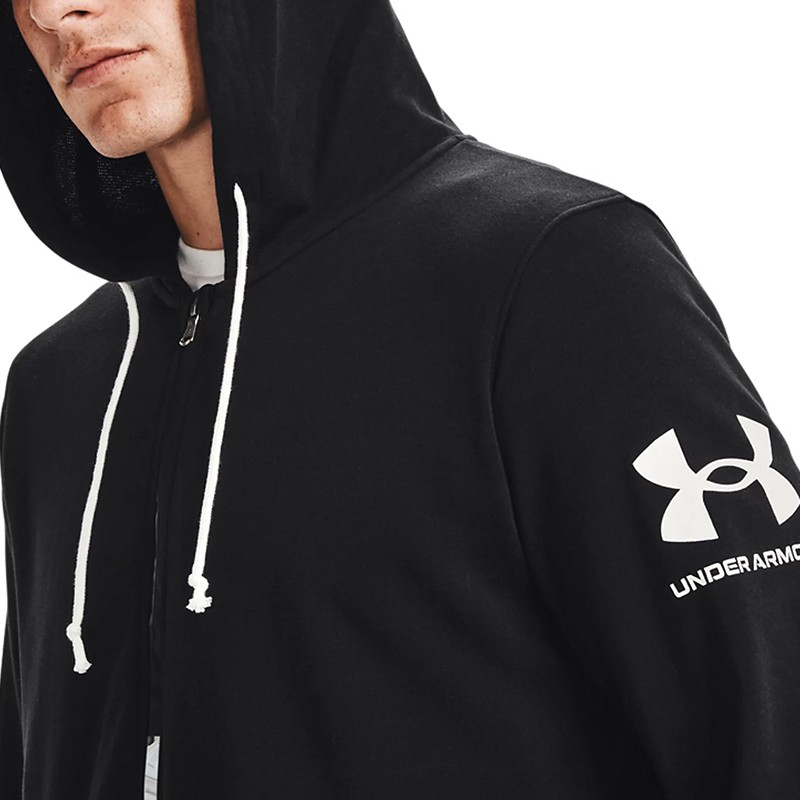 Толстовка мужская Under Armour Ua Rival Terry Fz Hd черная 1361606-001 изображение 3