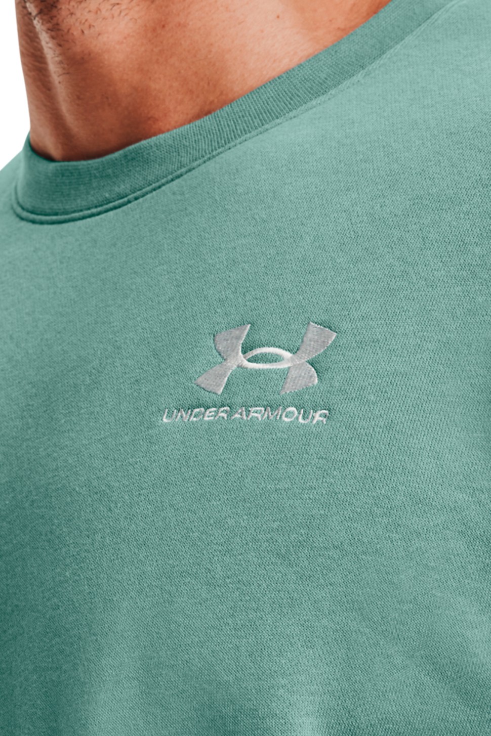 Толстовка чоловіча Under Armour UA Essential Fleece Crew зелена 1374250-177 — фото 3
