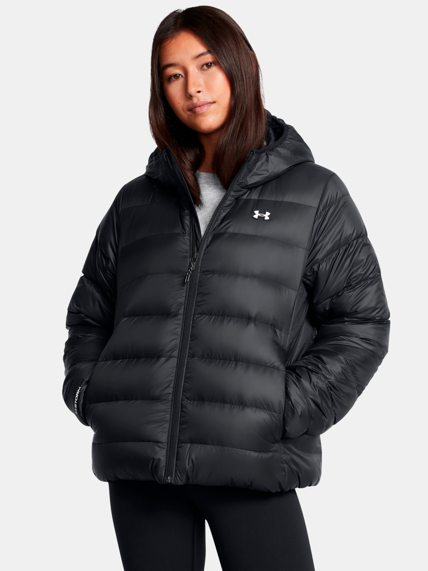 Куртка жіноча Under Armour LEGEND DOWN HOODED JACKET чорна 1385852-001 изображение 2