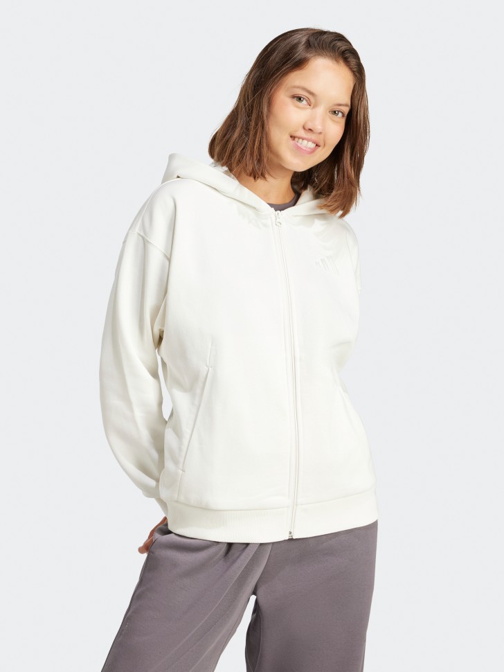 Толстовка женская Adidas W ALL SZN FZ HD белая JD4689 изображение 2