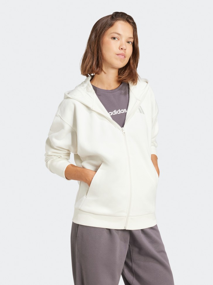 Толстовка женская Adidas W ALL SZN FZ HD белая JD4689 изображение 4