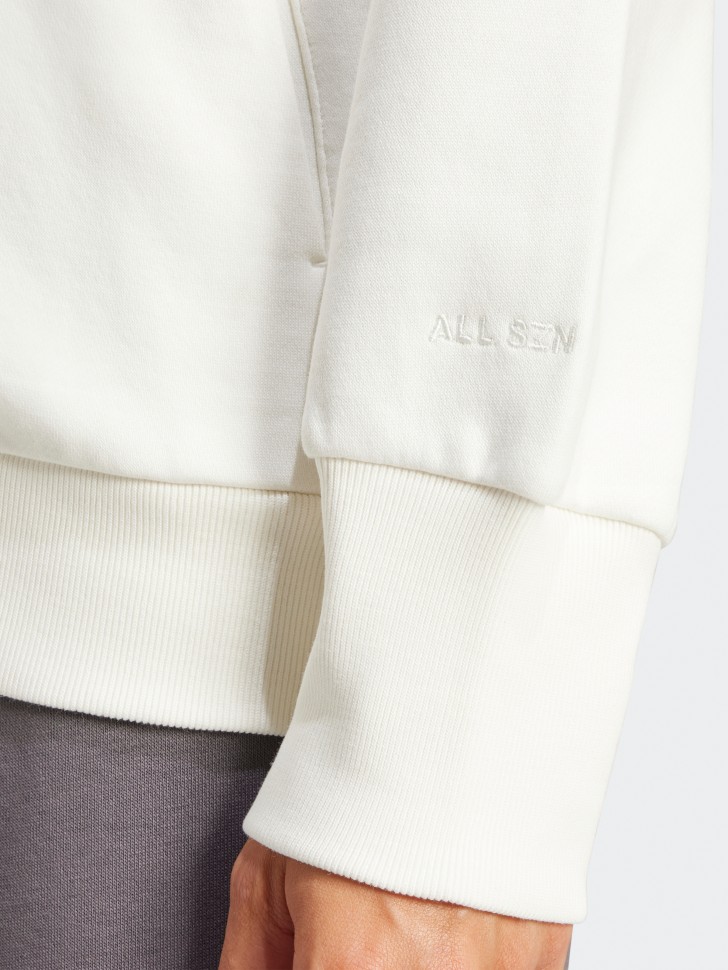 Толстовка женская Adidas W ALL SZN FZ HD белая JD4689 изображение 5