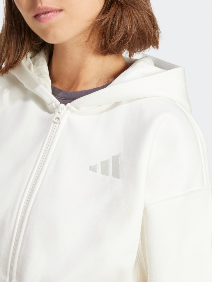 Толстовка женская Adidas W ALL SZN FZ HD белая JD4689 изображение 6