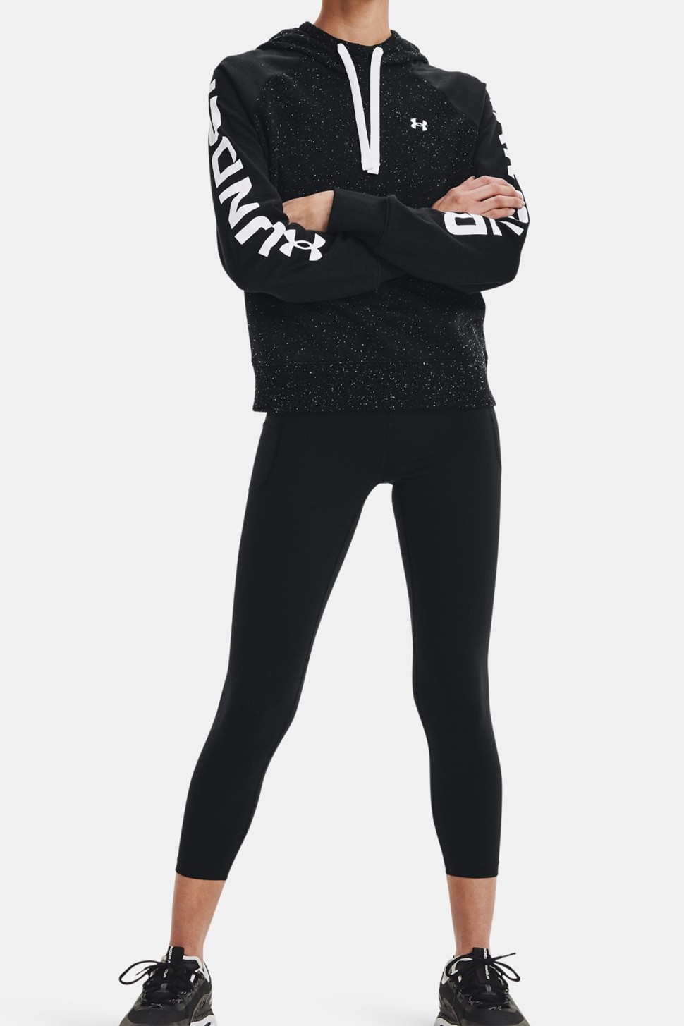 Толстовка жіноча Under Armour Rival Fleece Cb Hoodie чорна 1365861-001 — фото 2 — Sport City Толстовка жіноча Under Armour Rival Fleece Cb Hoodie чорна 1365861-001 — фото 2