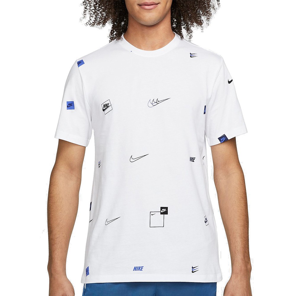 Футболка мужская Nike M Nsw 12 Mo Logo Aop Tee белая DN5246-100 изображение 1