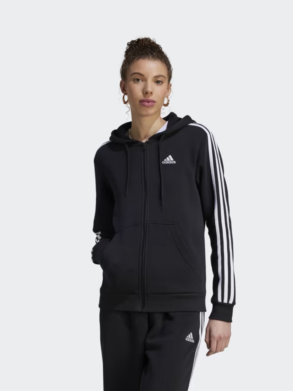 Толстовка жіноча Adidas W 3S FL FZ HD чорна HZ5743 — фото 2