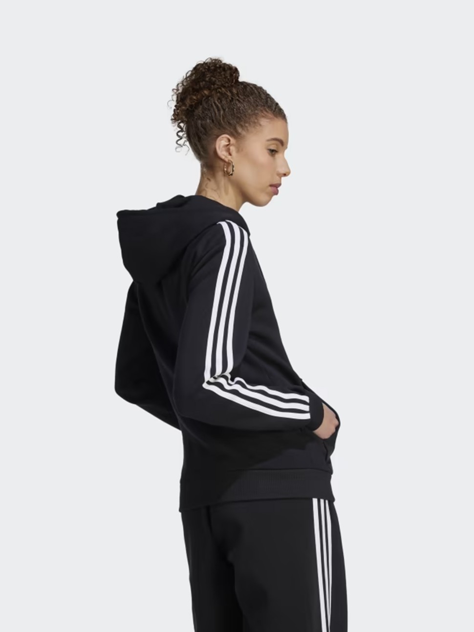 Толстовка жіноча Adidas W 3S FL FZ HD чорна HZ5743 — фото 3