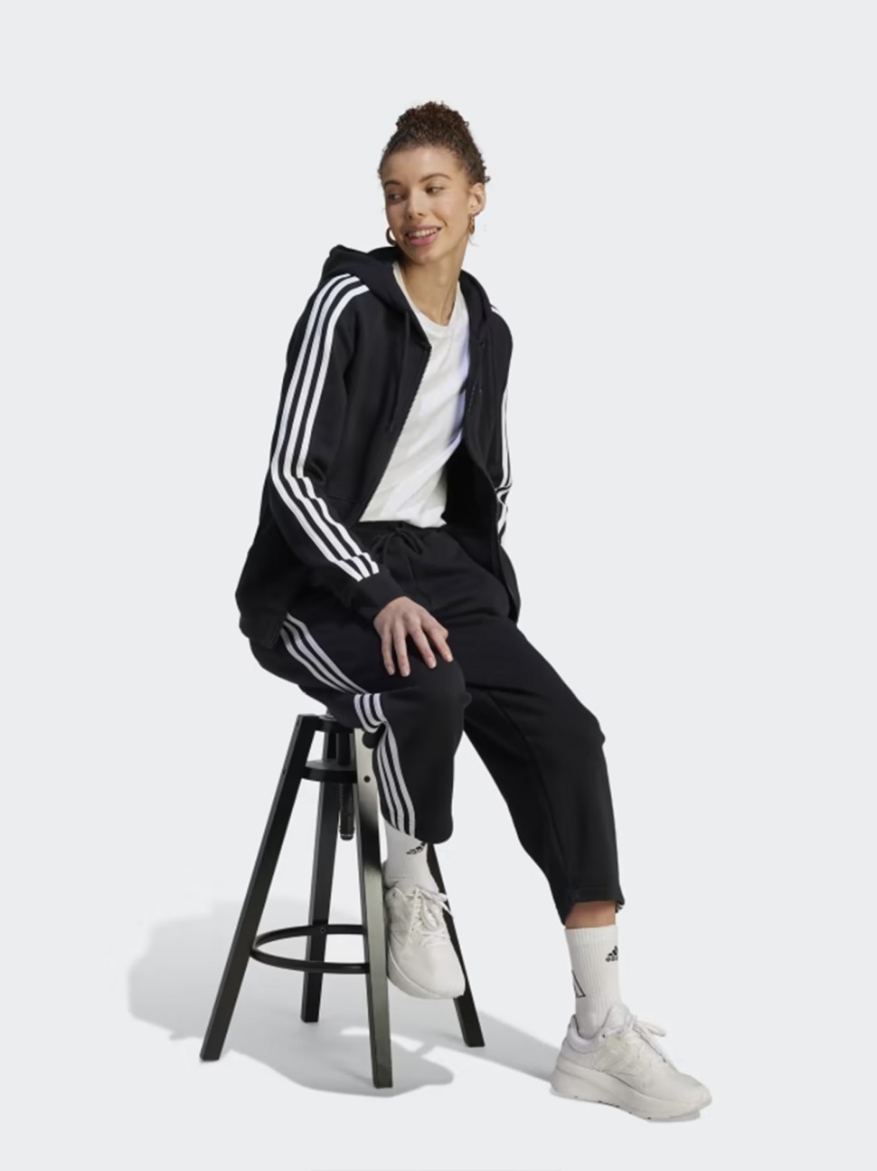 Толстовка жіноча Adidas W 3S FL FZ HD чорна HZ5743 — фото 4