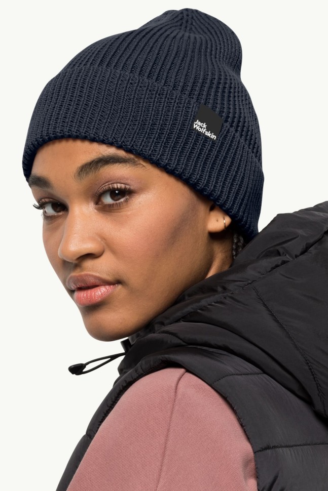 Шапка женская Jack Wolfskin ESSENTIAL BEANIE синяя 1910881-1010 изображение 3