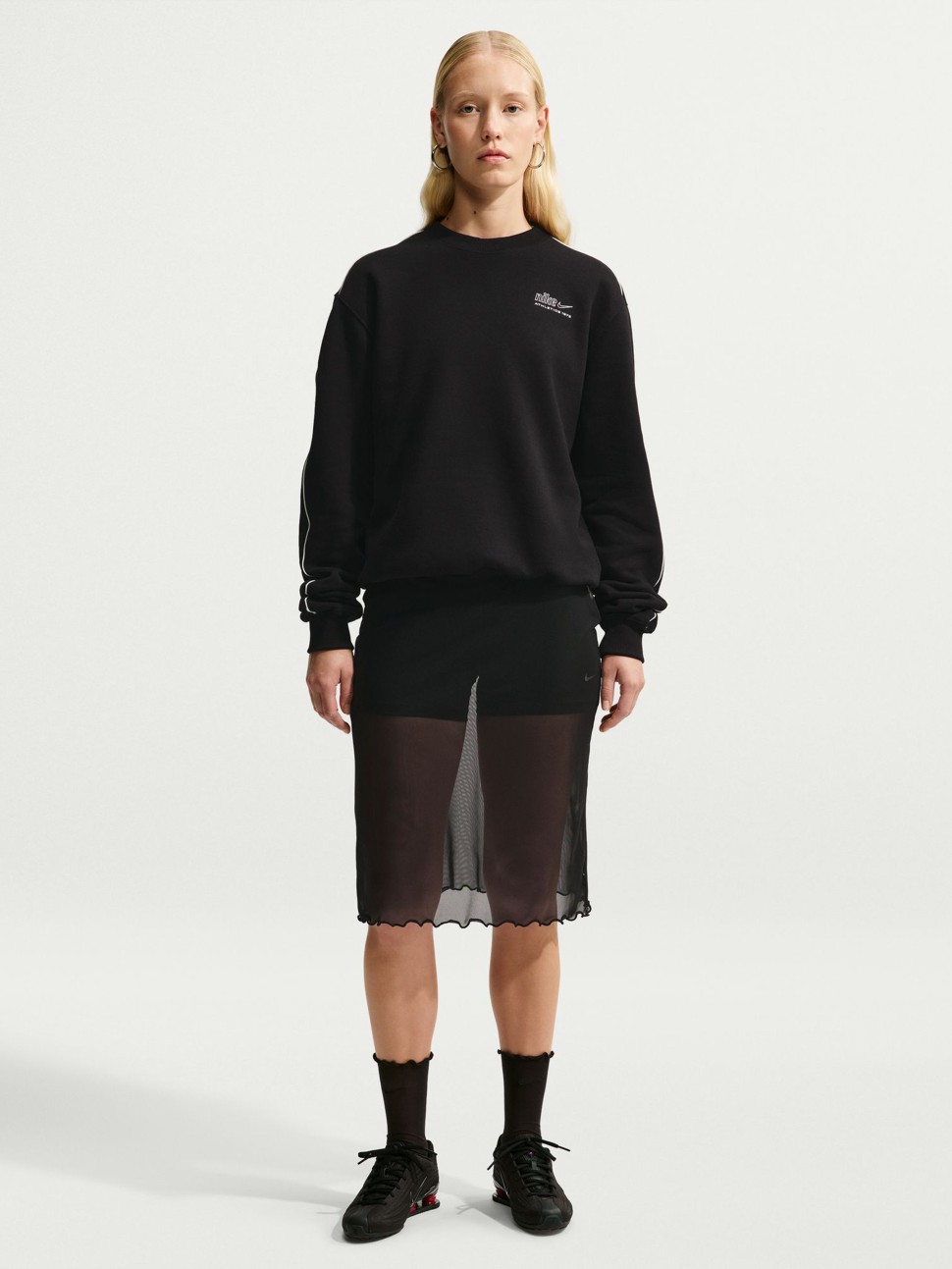 Women's hoodie Nike W NK STDO FLC MW STD AD CREW black IQ3875-001 — photo 2