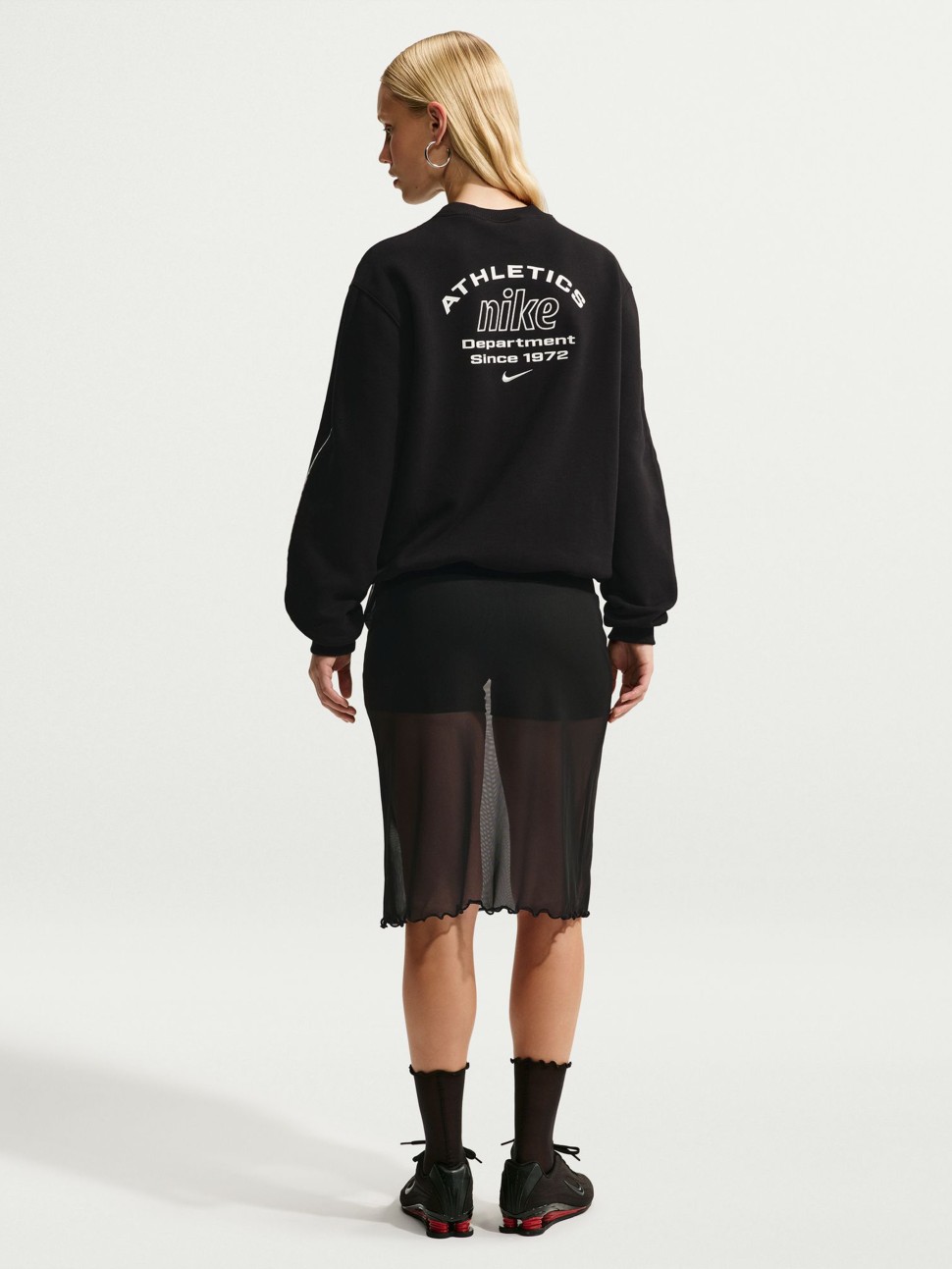 Women's hoodie Nike W NK STDO FLC MW STD AD CREW black IQ3875-001 — photo 3