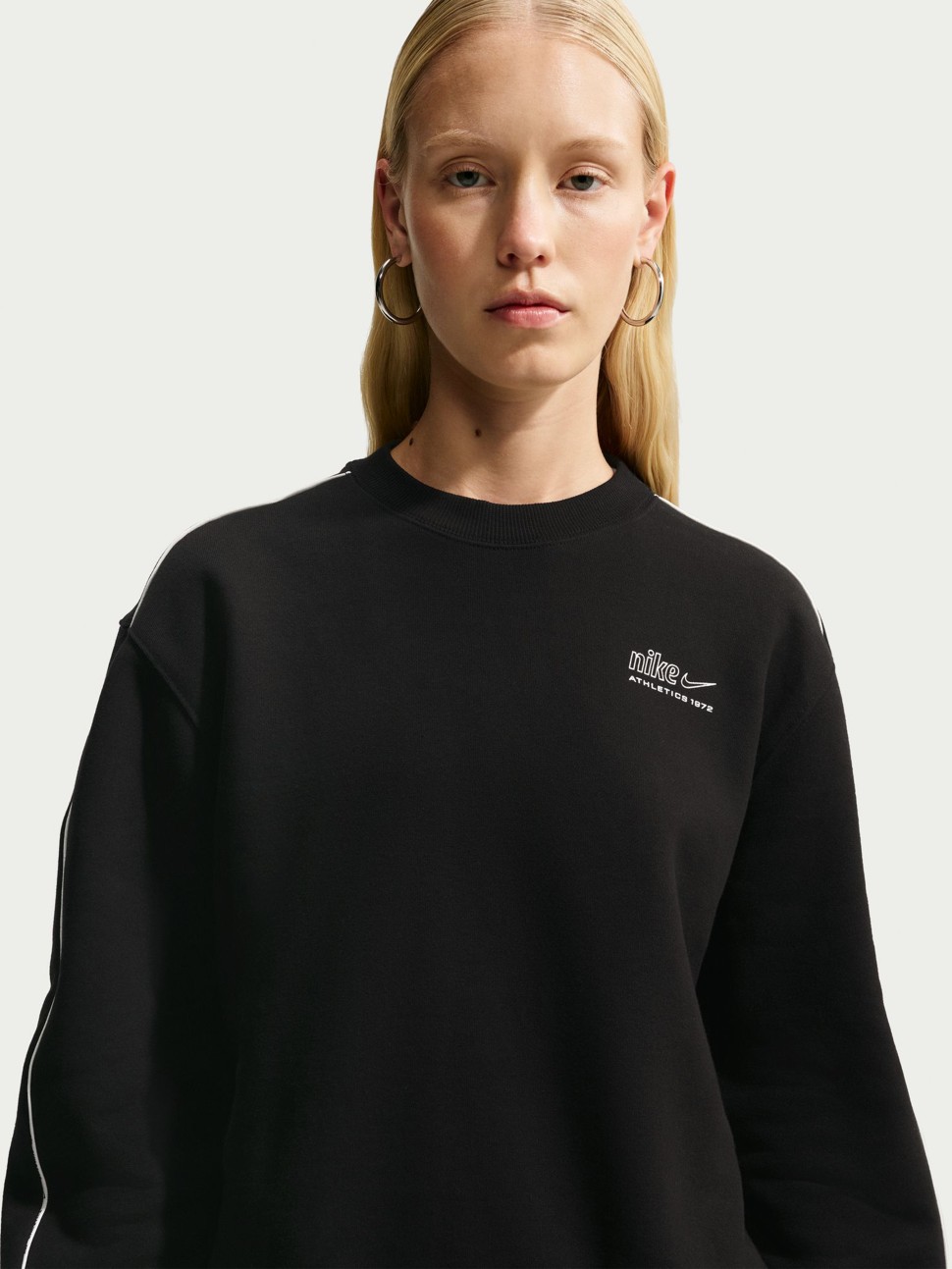 Women's hoodie Nike W NK STDO FLC MW STD AD CREW black IQ3875-001 — photo 4