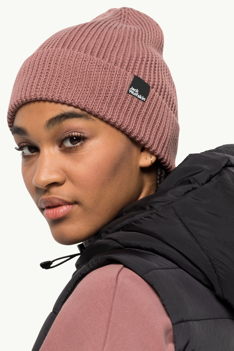 Шапка  жіноча Jack Wolfskin ESSENTIAL BEANIE рожева 1910881-3068 — фото 3