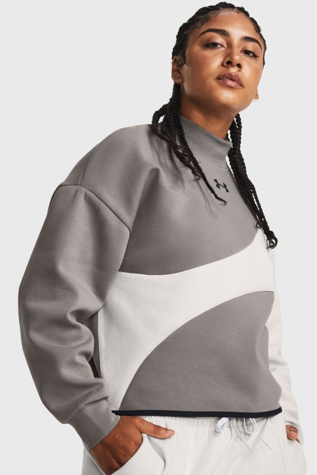 Толстовка жіноча Under Armour Unstoppable Flc Crop Crew сіра 1379845-294 изображение 2