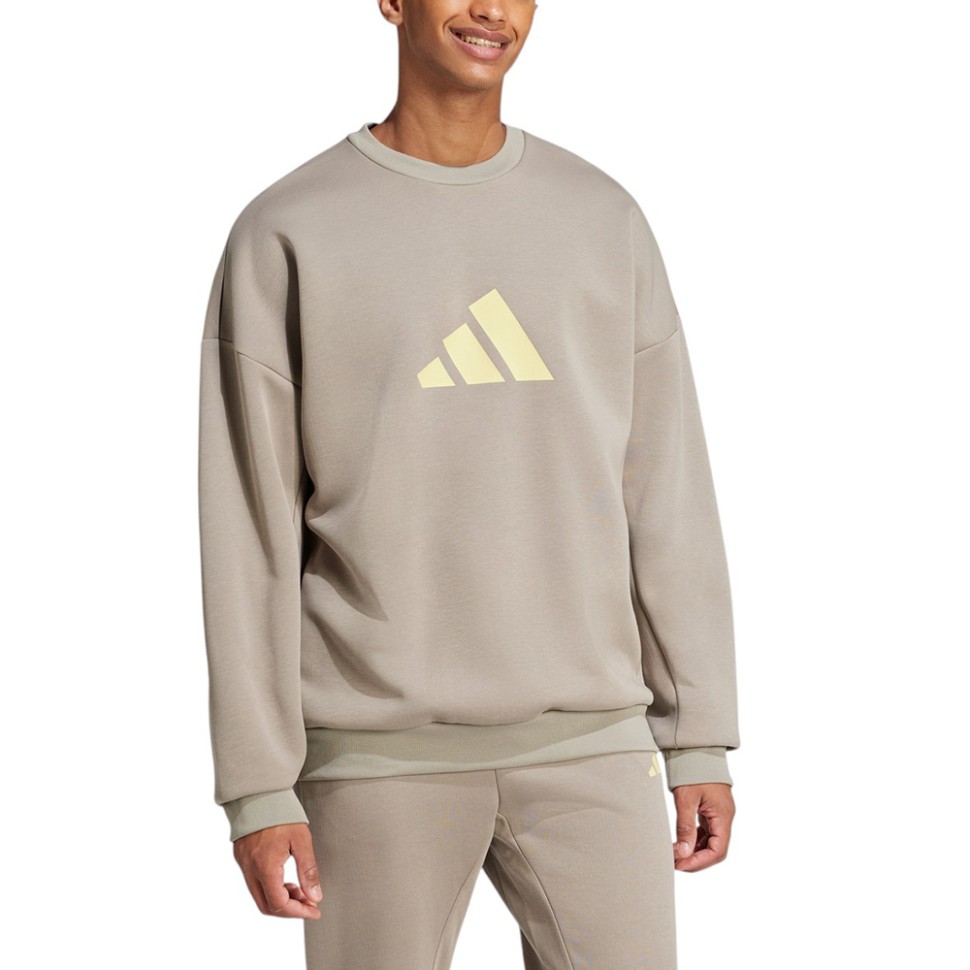 Толстовка мужская Adidas M FI 3BAR CRW бежевая JI8771 — Sport City Толстовка мужская Adidas M FI 3BAR CRW бежевая JI8771