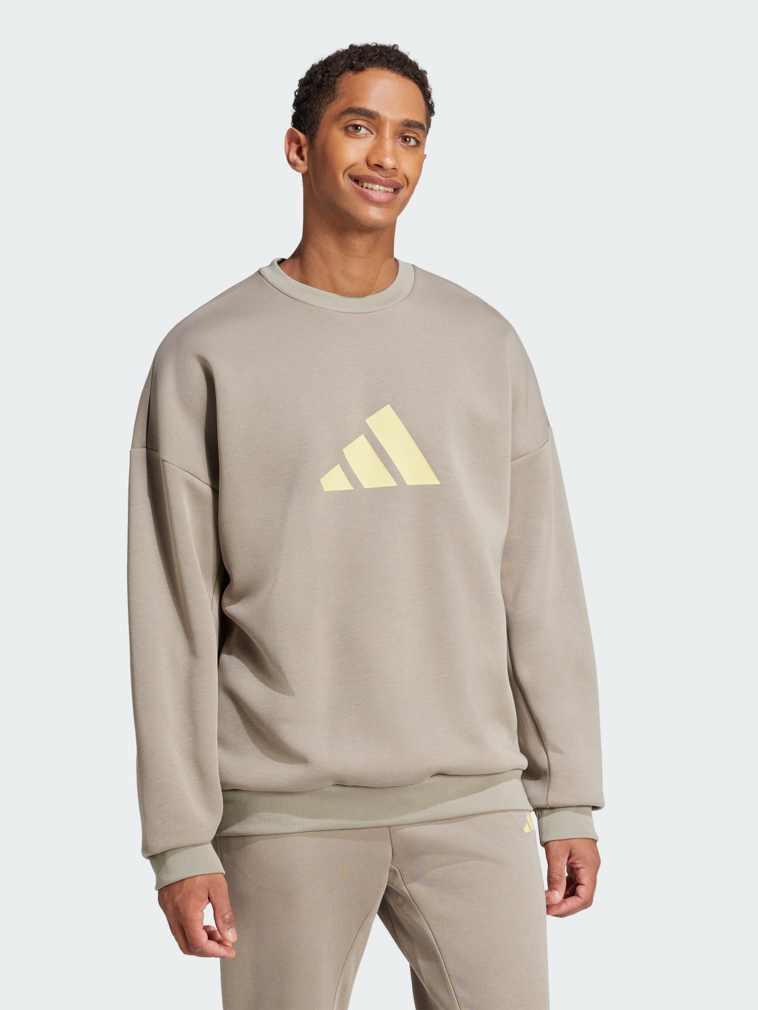 Толстовка мужская Adidas M FI 3BAR CRW бежевая JI8771 изображение 2