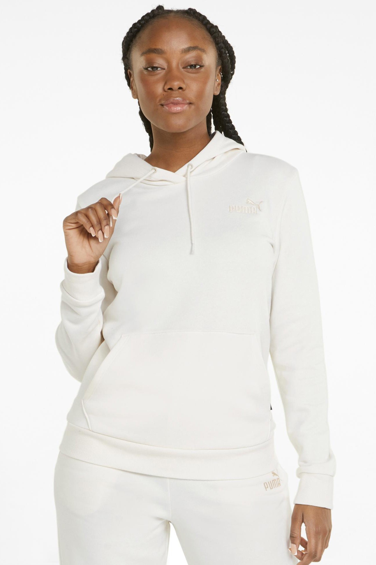Толстовка женская Puma ESS+ Embroidery Hoodie белая 84833299 изображение 3