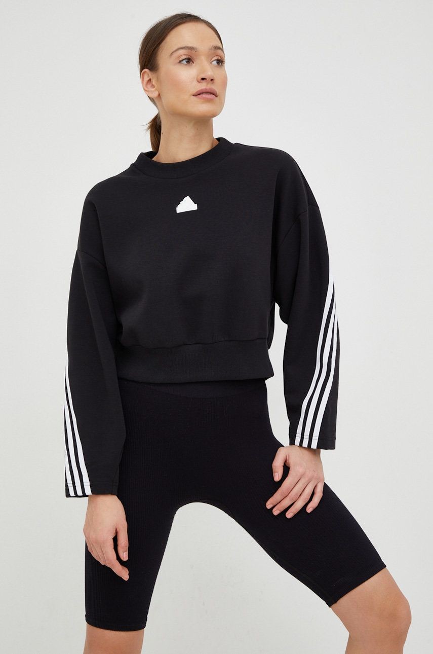 Толстовка жіноча Adidas W FI 3S CREW чорна IB8494 — фото 2