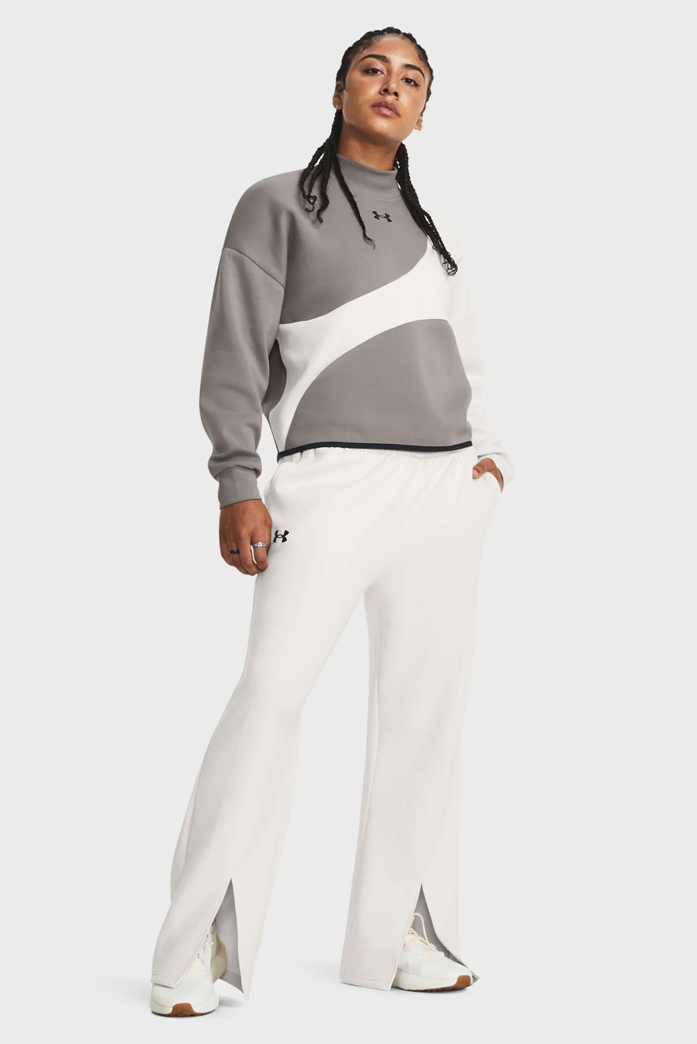 Брюки женские Under Armour Unstoppable Flc Split Pant белые 1379847-114 изображение 4