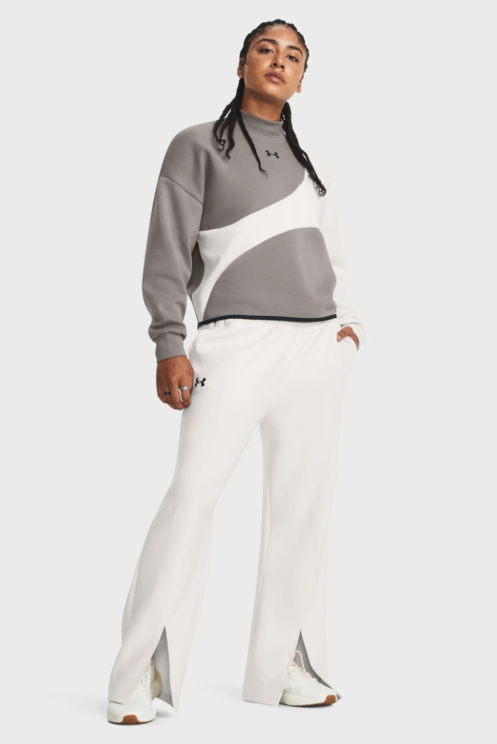Штани жіночі Under Armour Unstoppable Flc Split Pant білі 1379847-114 — фото 4