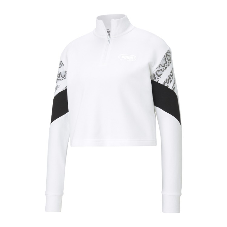 Толстовка женская Puma Rebel Half-Zip Crew белая 58575552 изображение 1