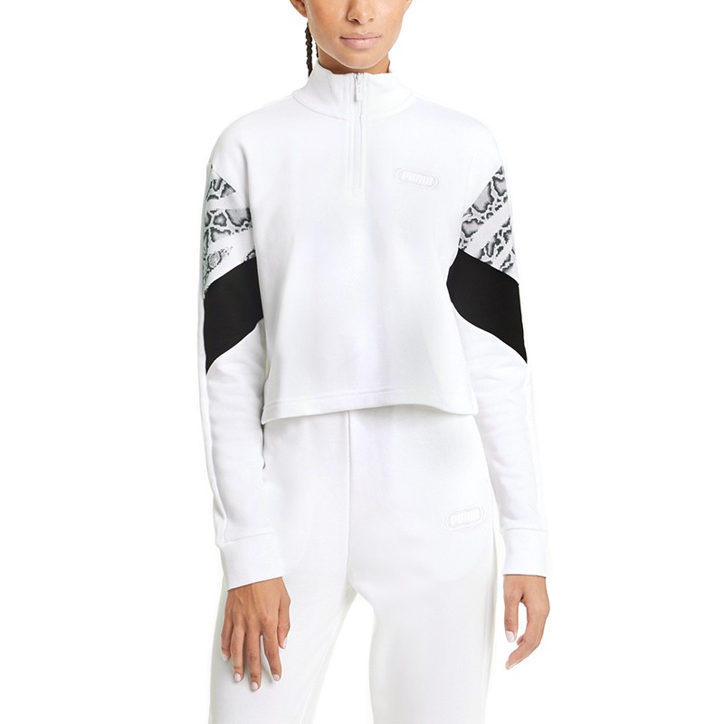 Толстовка женская Puma Rebel Half-Zip Crew белая 58575552 изображение 3