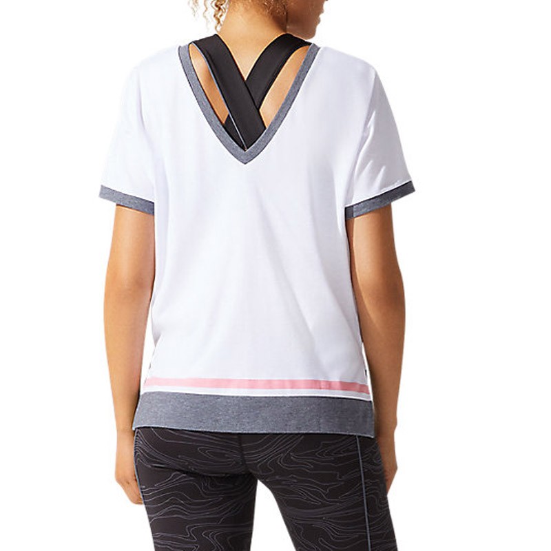 Футболка женская Asics W Color Block Ss Top белая 2032B795-102 изображение 2