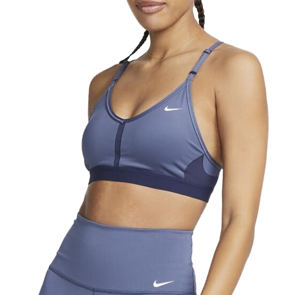 Бра жіноче Nike W NK INDY BRA V-NECK блакитне CZ4456-491 — фото 1