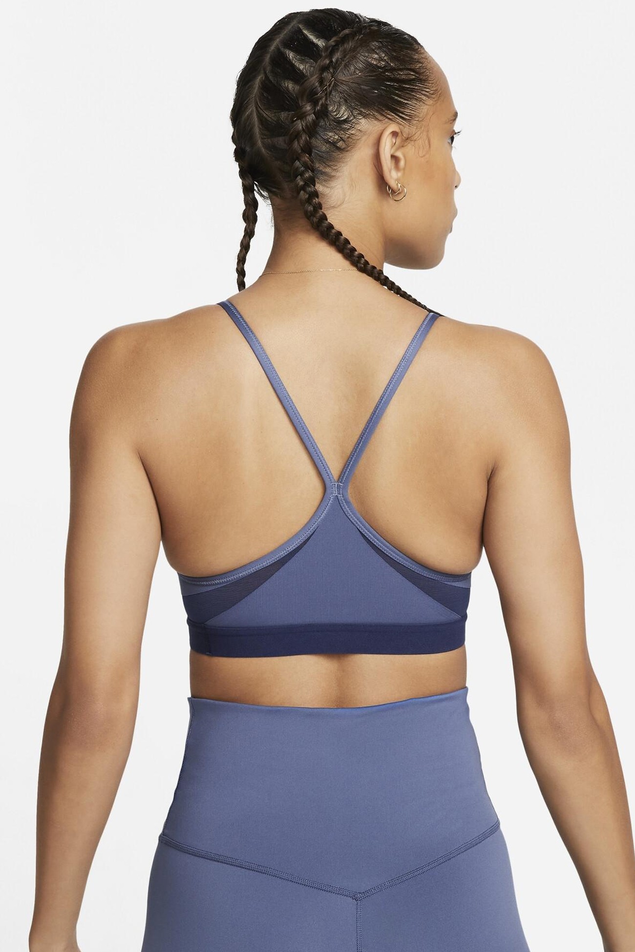 Бра жіноче Nike W NK INDY BRA V-NECK блакитне CZ4456-491 изображение 3