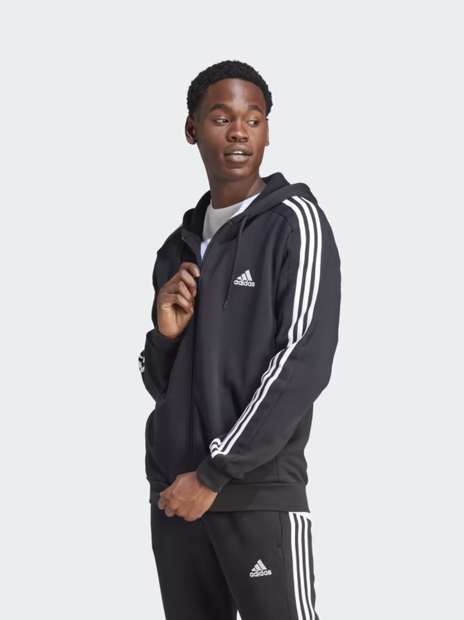 Толстовка чоловіча Adidas M 3S FL FZ HD чорна IB4029 изображение 2