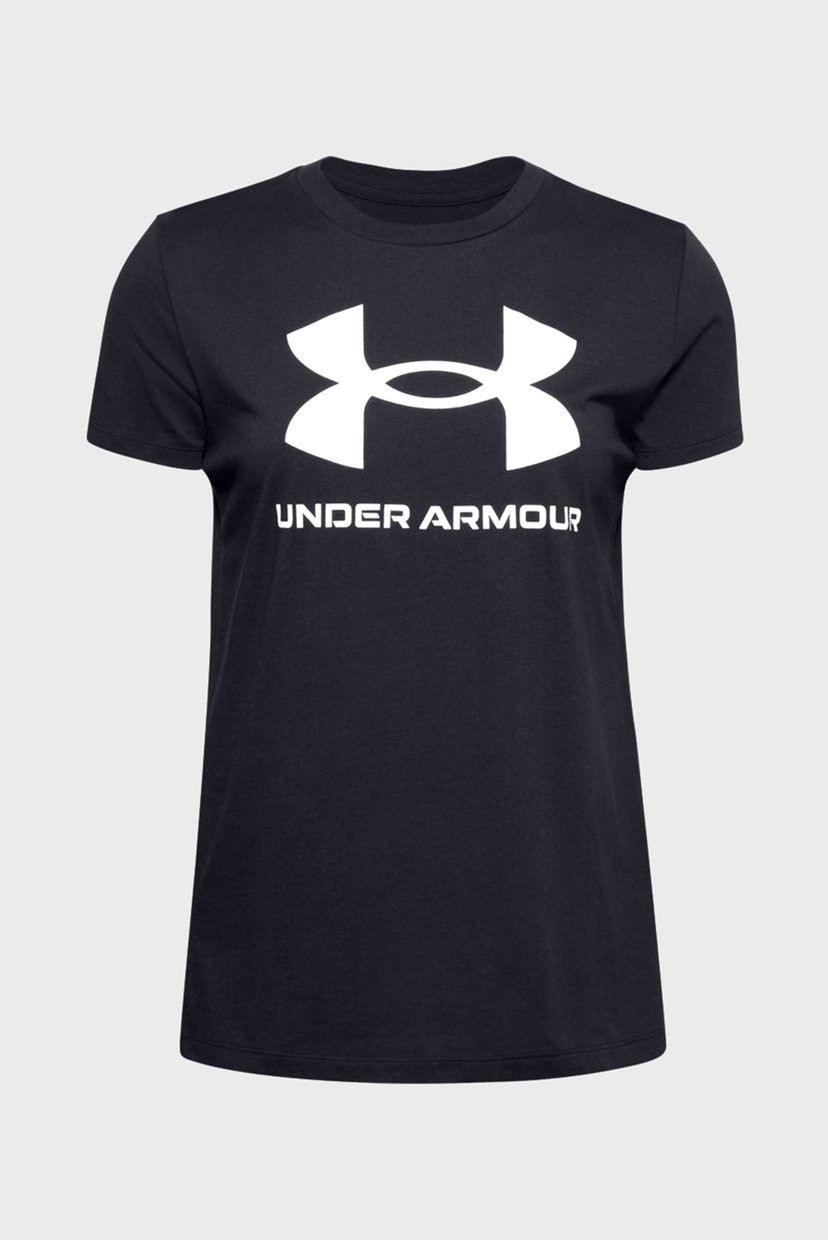 Футболка жіноча Under Armour UA W SPORTSTYLE LOGO SS чорна 1356305-001 — фото 2