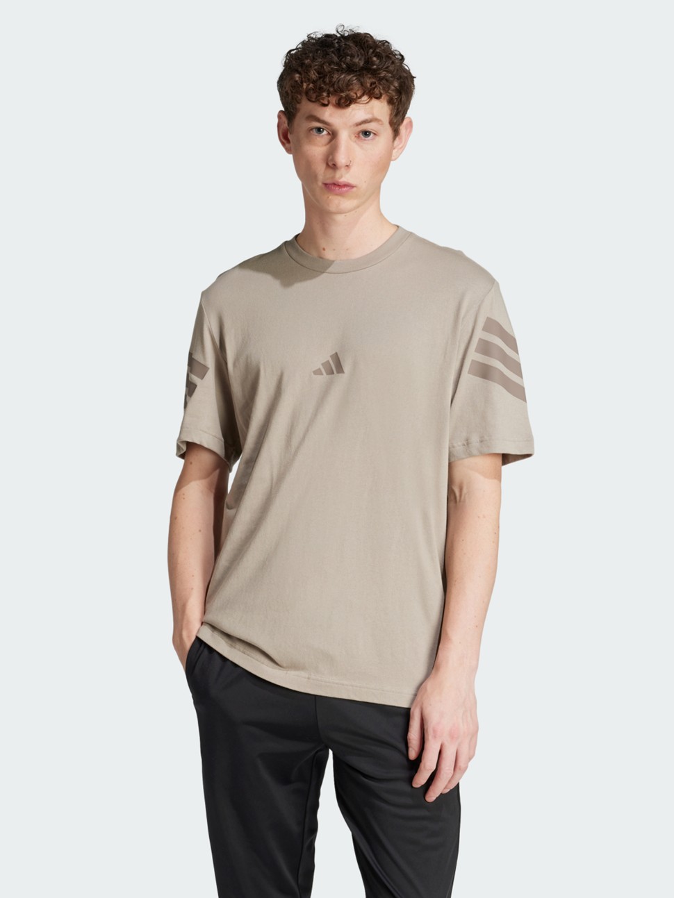 Футболка чоловіча Adidas M FI 3S REG T бежева JI8783 — фото 2