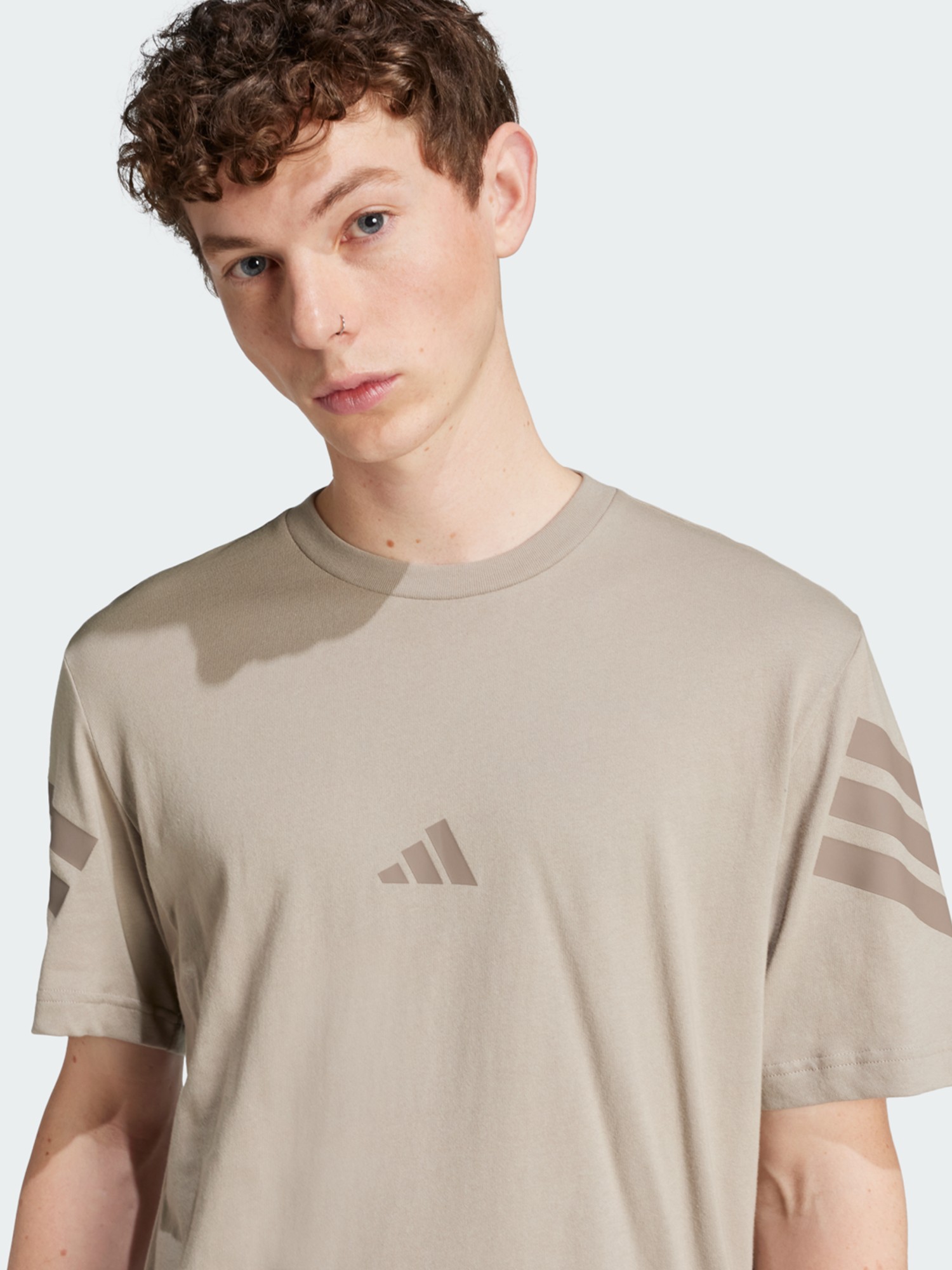 Футболка мужская Adidas M FI 3S REG T бежевая JI8783 изображение 5