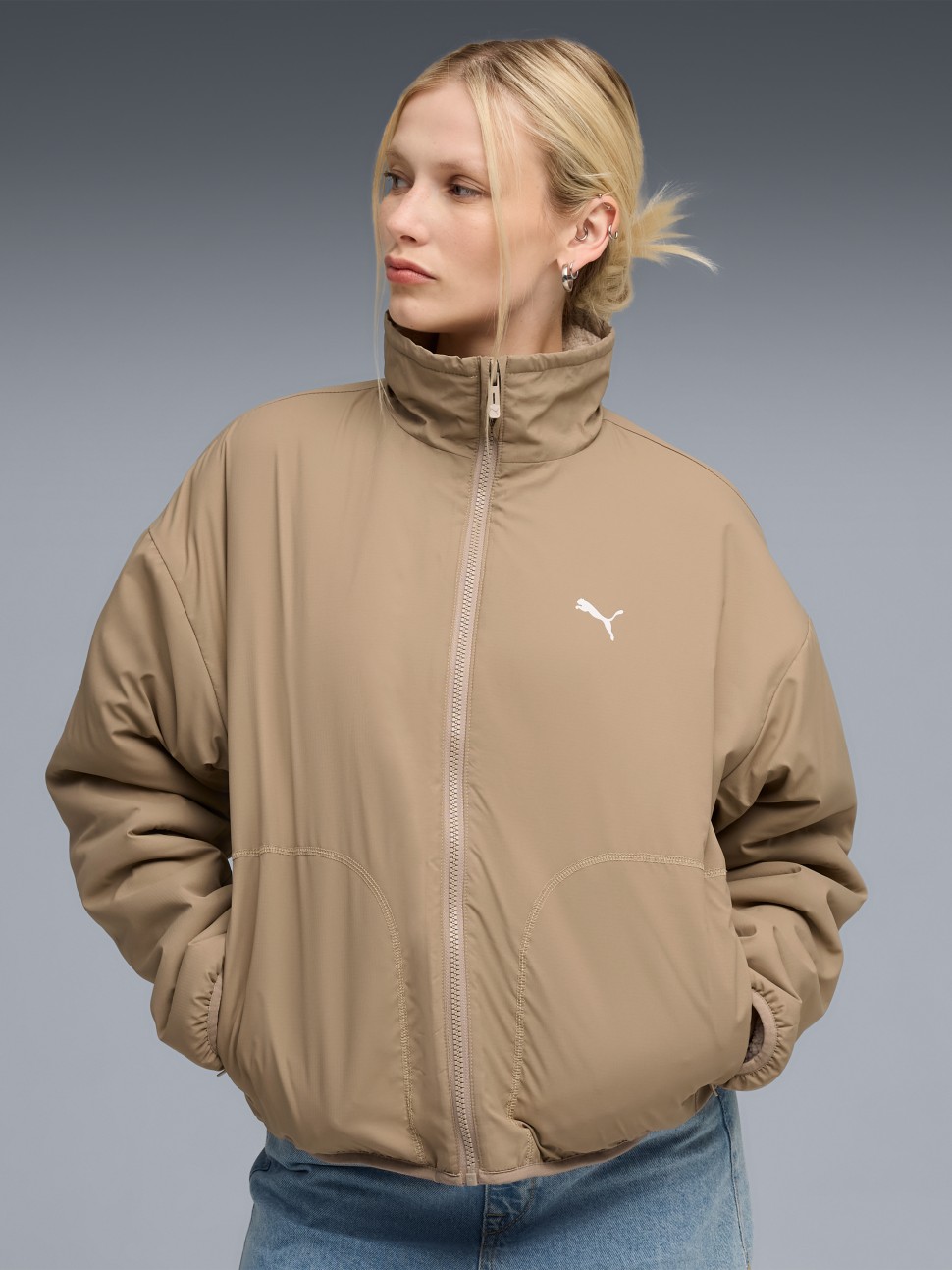 Куртка жіноча Puma Reversible Sherpa Jacket бежева 68838687 — фото 4