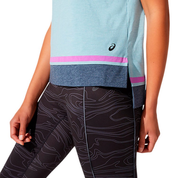 Футболка женская Asics W Color Block Ss Top голубая 2032B795-404 изображение 4