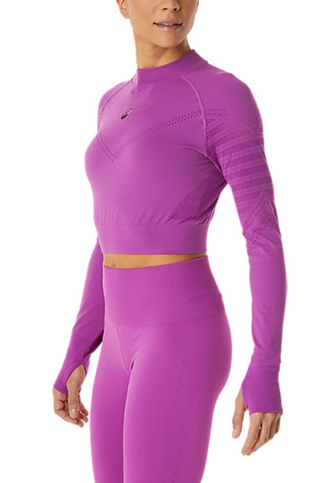 Футболка жіноча Asics Seamless Ls Crop Top фіолетова 2032C508-501 изображение 3