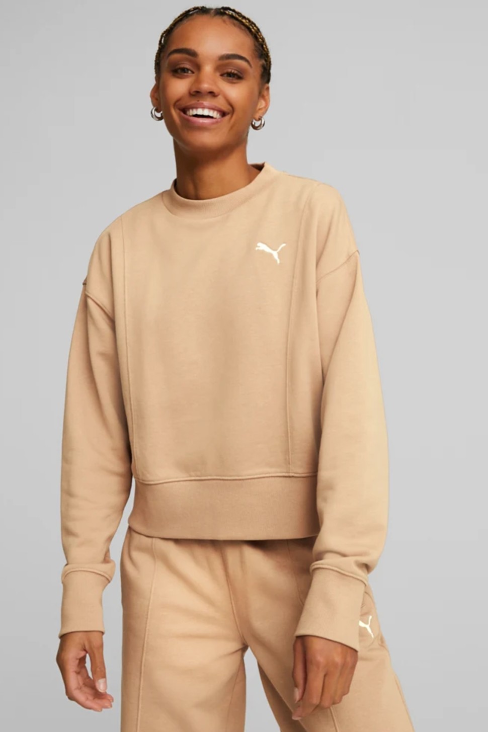 Толстовка жіноча Puma HER Crew бежева 67310989 — фото 2