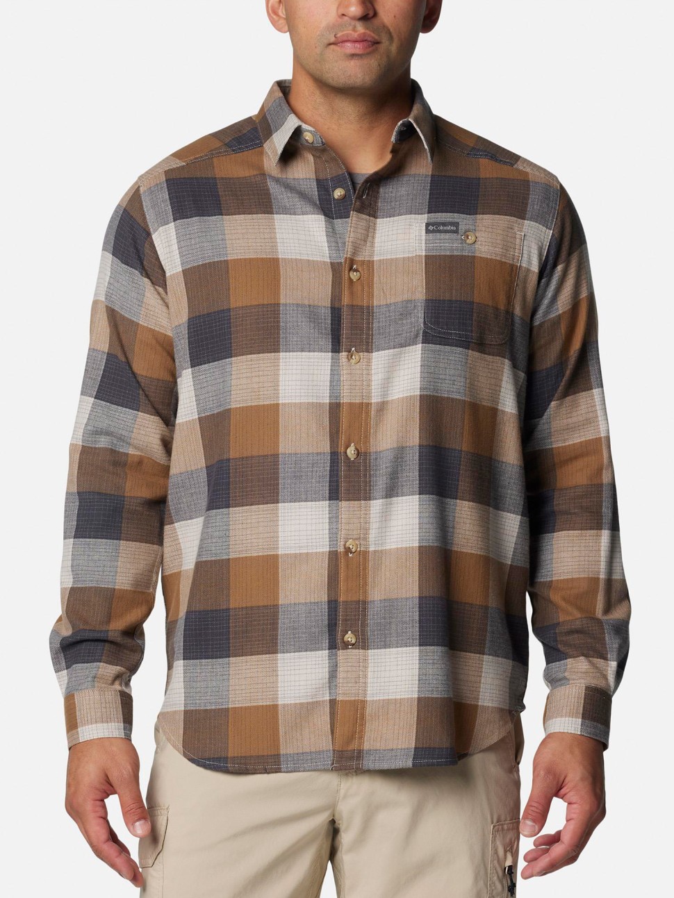 Сорочка чоловіча Columbia Cornell Woods™ Flannel Long Sleeve Shirt бежева 1617951-278 — фото 2