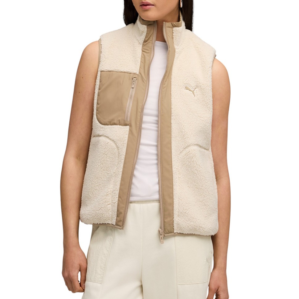 Жилет жіночий Puma Reversible Sherpa Vest бежевий 68838887 — фото 1