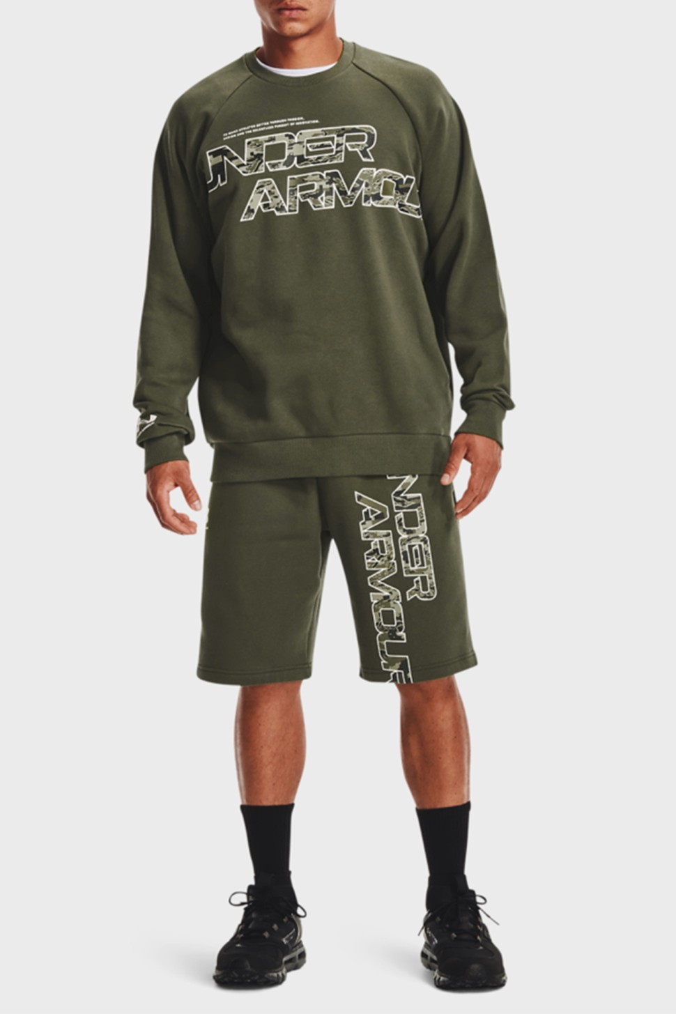 Чоловіча толстовка Under Armour Ua Rival Flc Camo Script Crw зелена 1366306-390 — фото 2