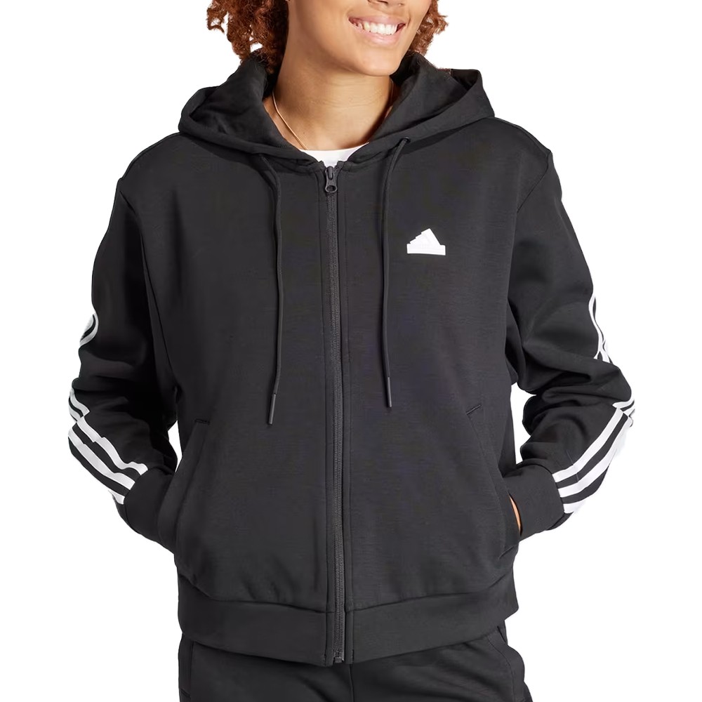 Толстовка женская Adidas W FI 3S FZ HD черная IN9475