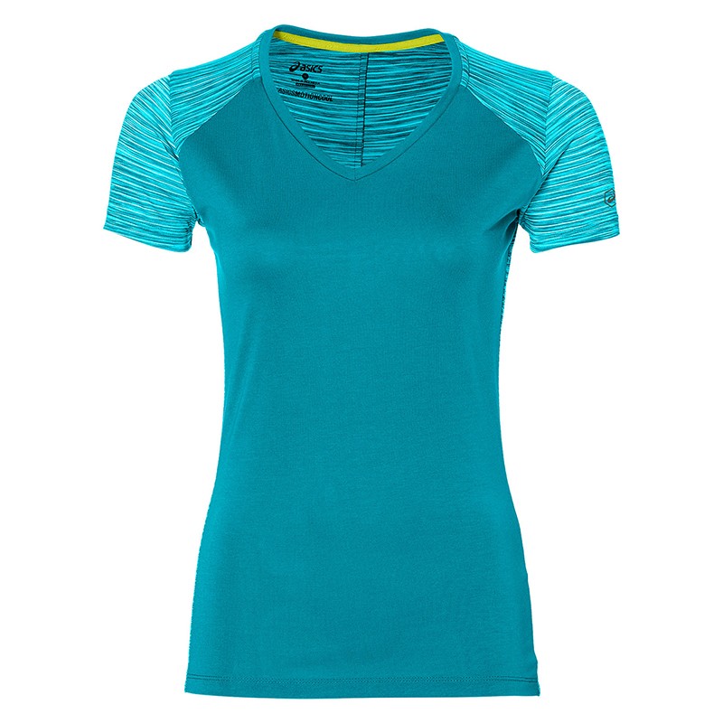Футболка женская Asics FUZEX V-NECK SS TOP (W) голубая 141214-8065 изображение 1