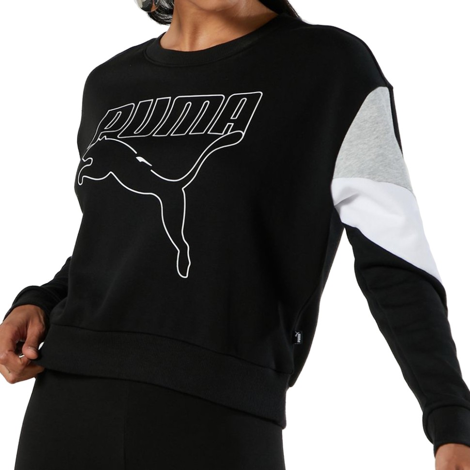 Толстовка женская Puma Rebel Crew черная 58575001 — Sport City Толстовка женская Puma Rebel Crew черная 58575001