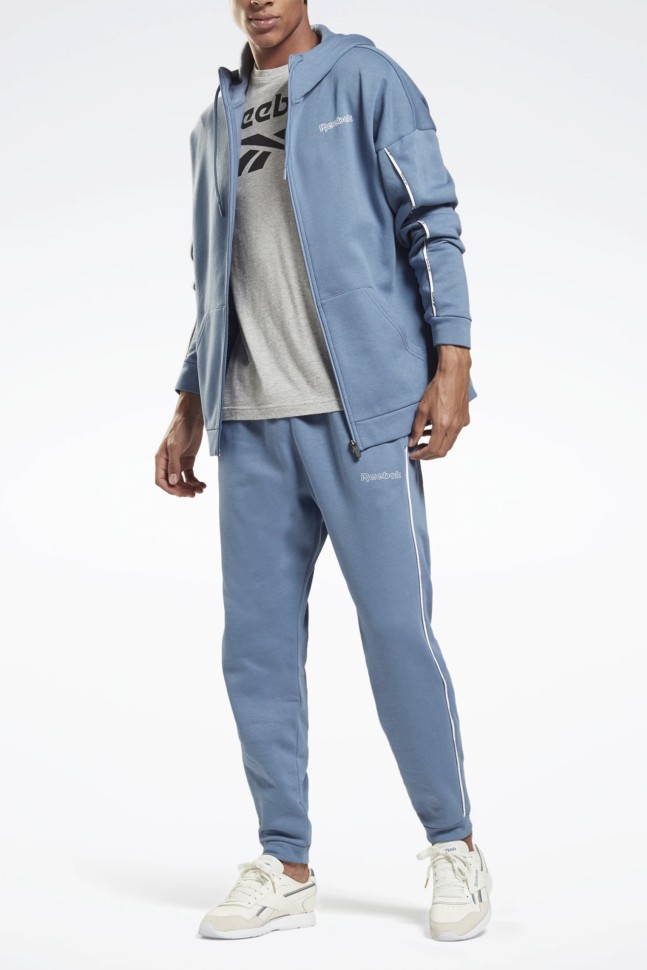 Толстовка чоловіча Reebok Te Piping Fz Hoodie синя GS9303 изображение 2