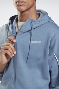 Толстовка чоловіча Reebok Te Piping Fz Hoodie синя GS9303 изображение 4