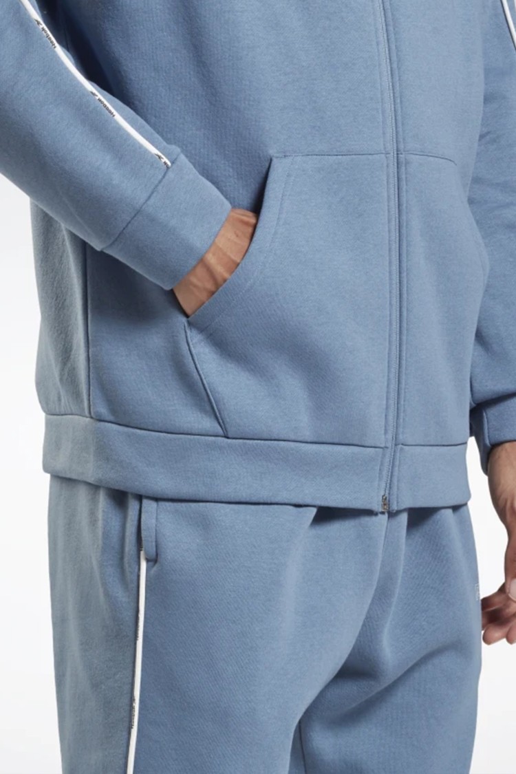 Толстовка чоловіча Reebok Te Piping Fz Hoodie синя GS9303 изображение 5
