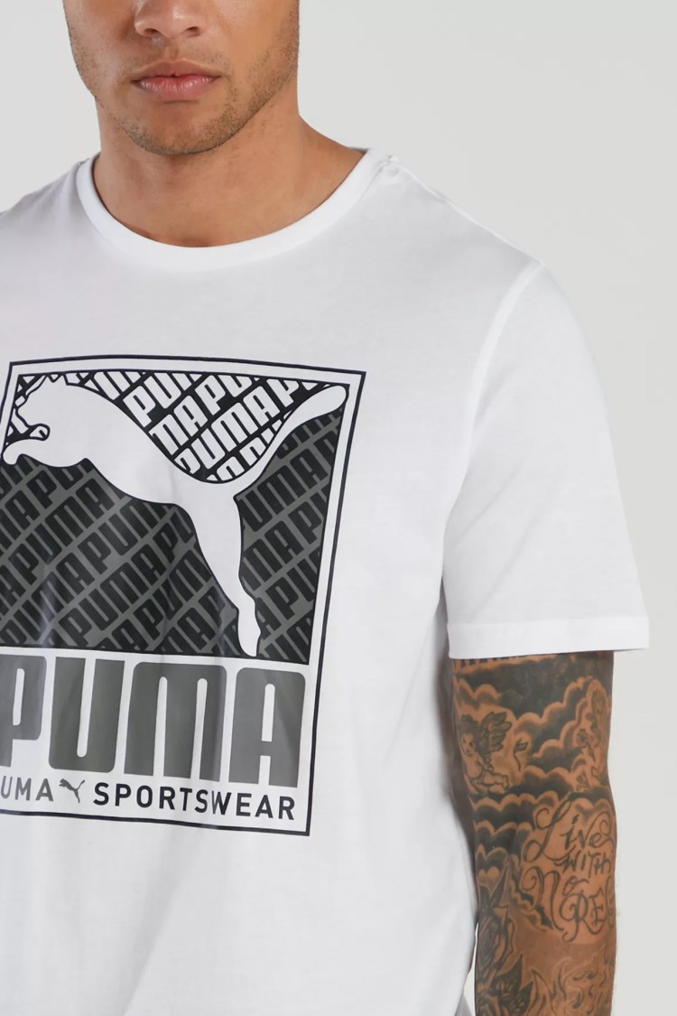 Футболка мужская Puma Cat Box Tee белая 58776602 изображение 3